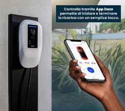 Stazione di Ricarica Dazebox Home T 7.4kW Monofase 32A, IP55 IK10, WiFi e Bluetooth, Wall Box Bianco con Schermo, 3 Tessere RFID Incluse, Cavo Tipo 2 Lunghezza 5m