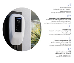 Stazione di Ricarica Dazebox Home T 7.4kW Monofase 32A, IP55 IK10, WiFi e Bluetooth, Wall Box Bianco con Schermo, 3 Tessere RFID Incluse, Cavo Tipo 2 Lunghezza 5m